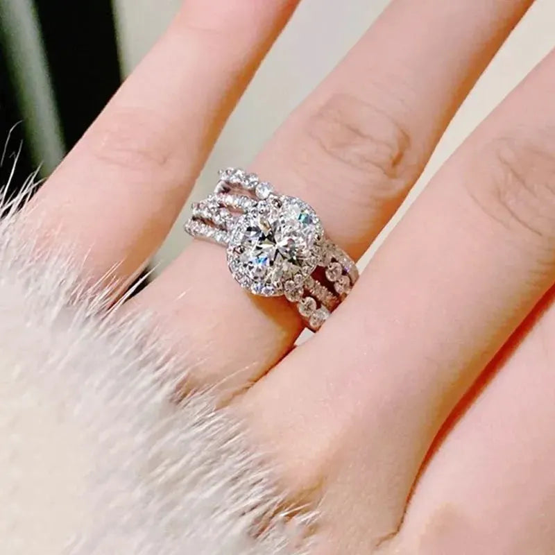3 Carat Moissanite 925 Sterling Silver Layered Ring by Partner Label