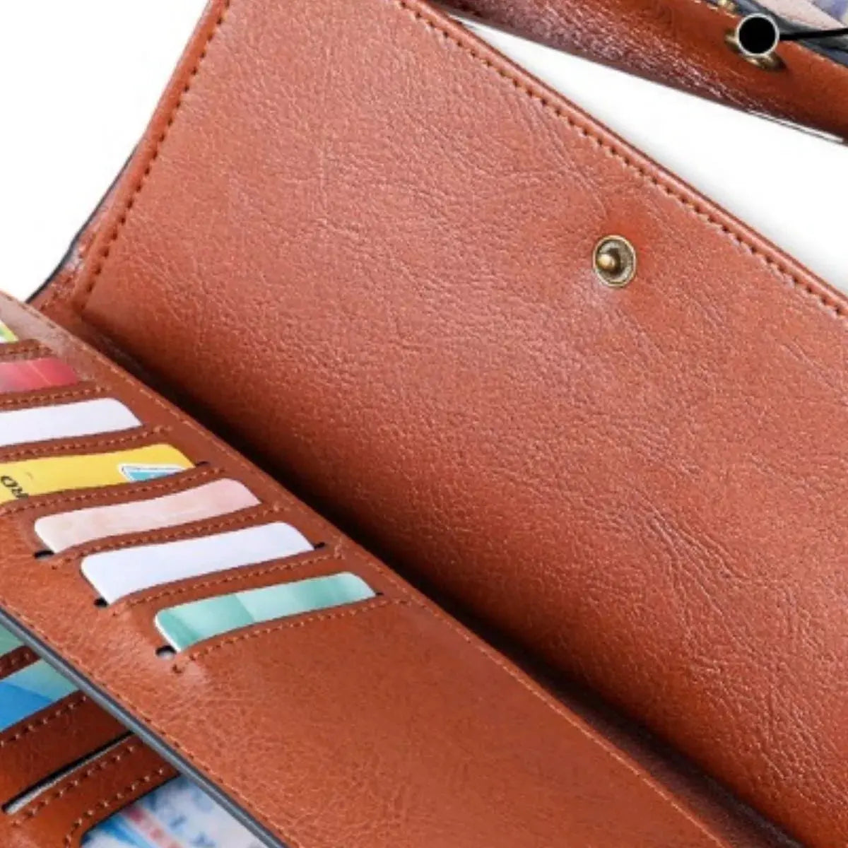 Vintage Style Long Leather Wallet by Partner Label