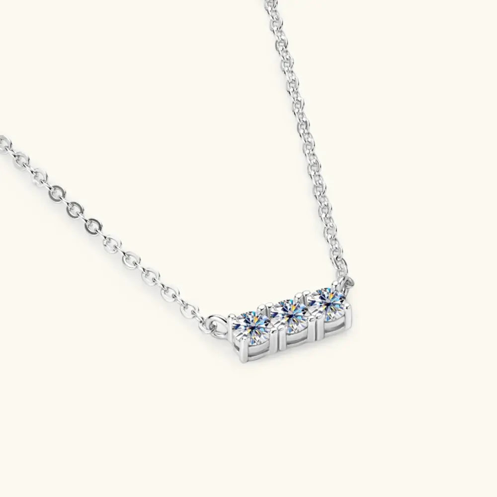 925 Sterling Silver Inlaid Moissanite Bar Necklace by Partner Label