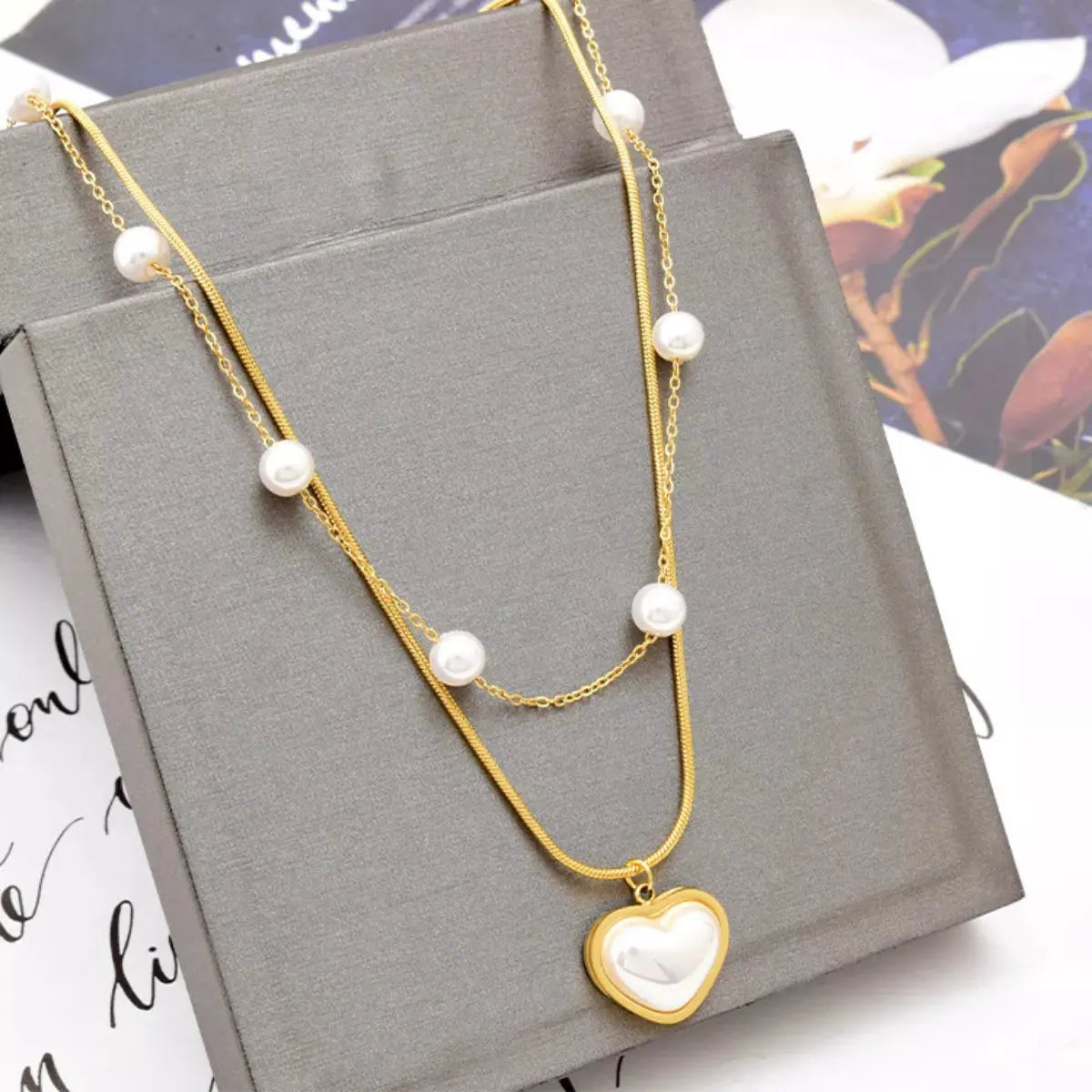 18K Gold-Plated Double Layered Heart Necklace by Partner Labels