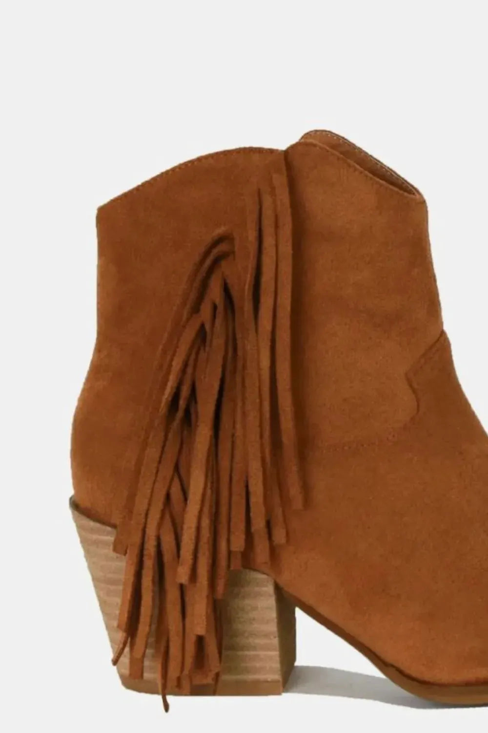 Beast Fashion Suede Fringe Point Toe Ankle Boots by Beast Fashion