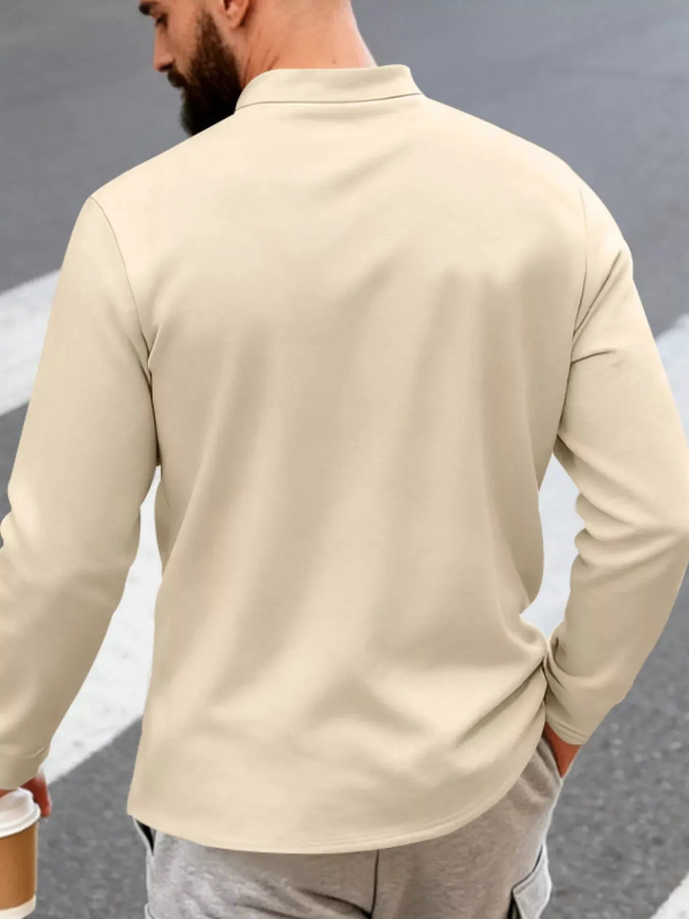 Men's Full Size Button Detail Long Sleeve Shirt Plus Size by Trendsi