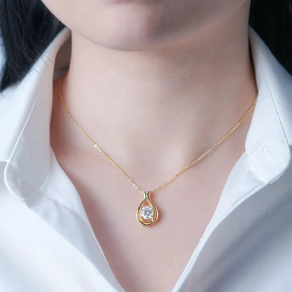 2 Carat Moissanite 925 Sterling Silver Pendant Necklace by Partnel Label