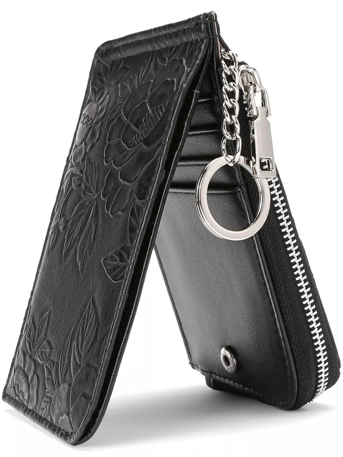 Embossed Floral Leather Bifold Wallet by Partner Label