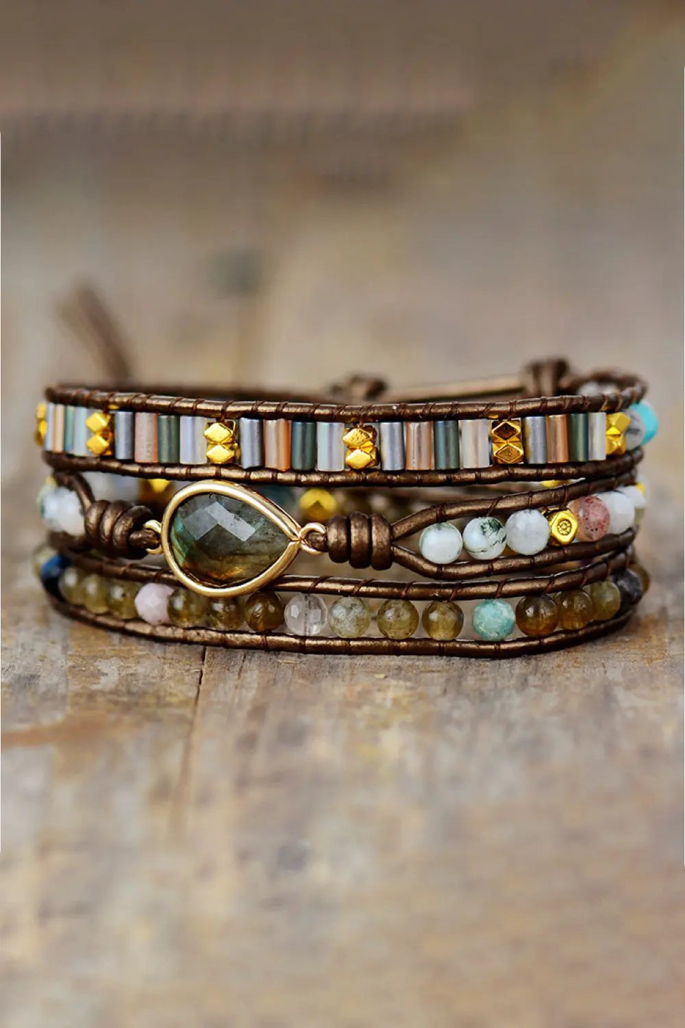 Handmade Triple Layer Beaded Bracelet by Partner Label