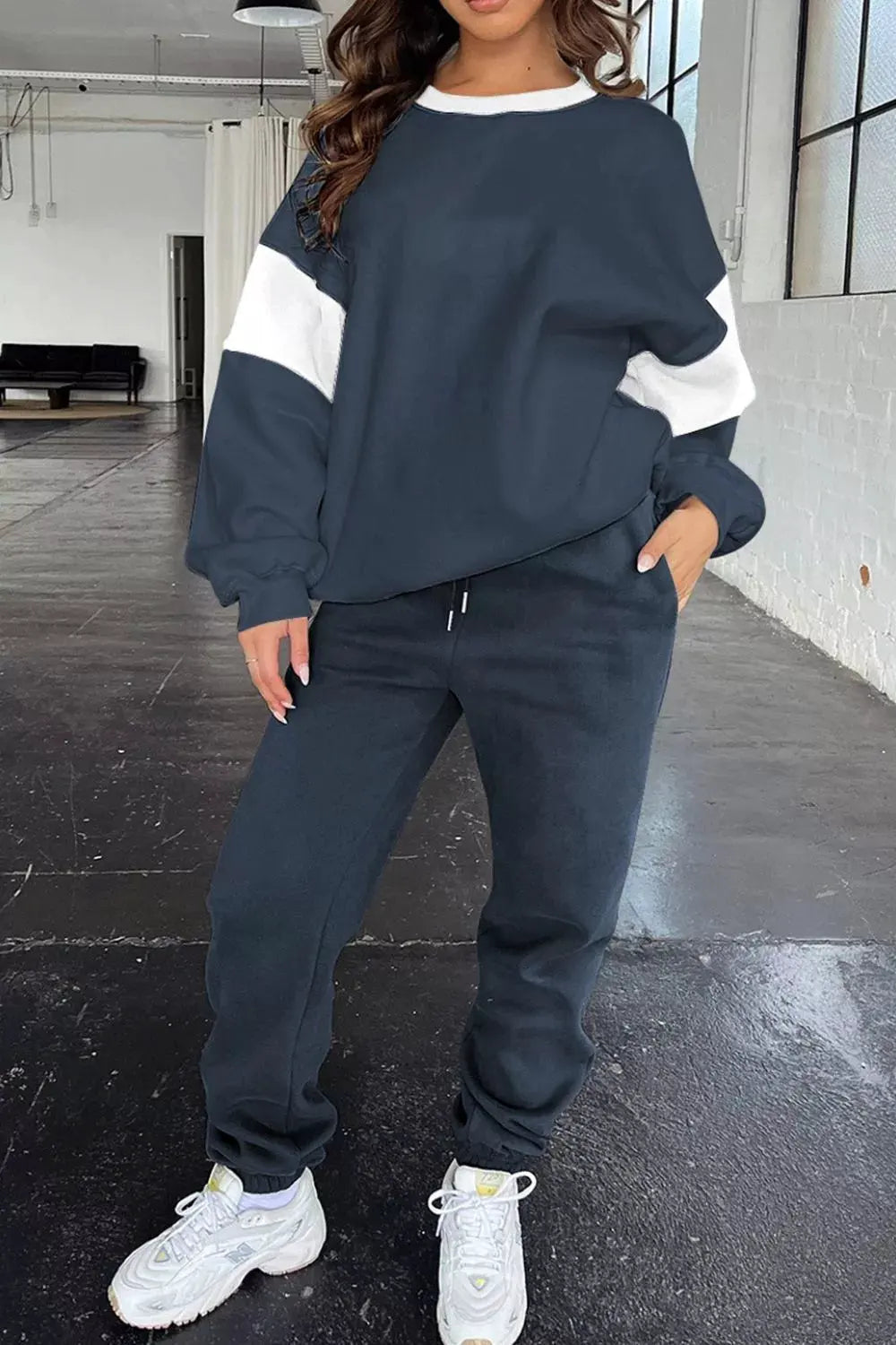 Drop Shoulder Loose Sweatshirt and Joggers Active Set | Partner Labels Selection by Partner Label