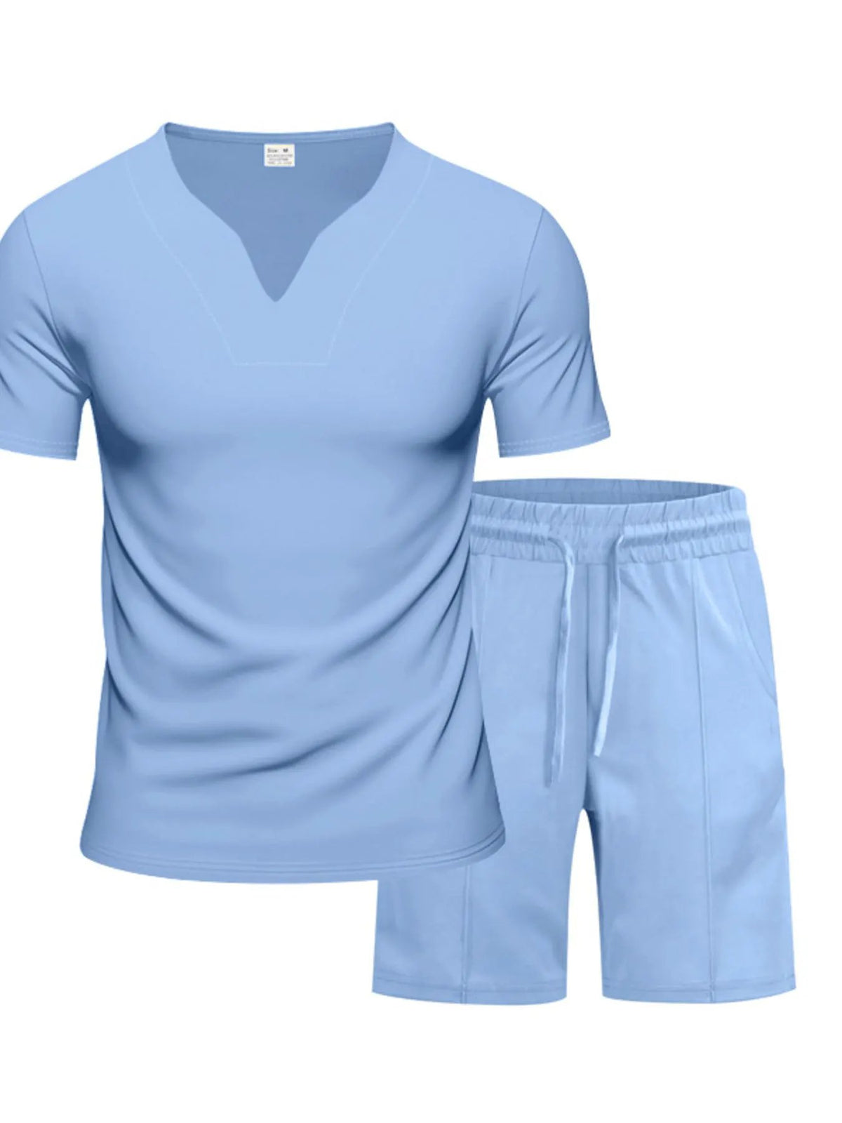 Men's Full Size V-Neck Short Sleeve T-Shirt and Shorts Set Plus Size by Trendsi