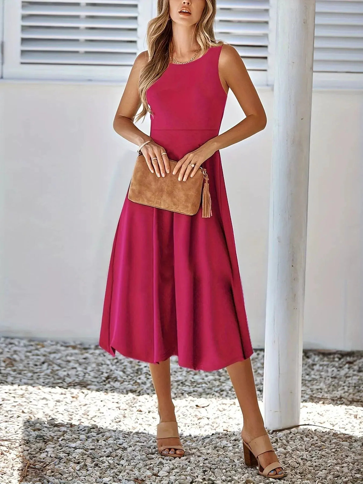 Sleeveless A-Line Midi Dress by Partner Label