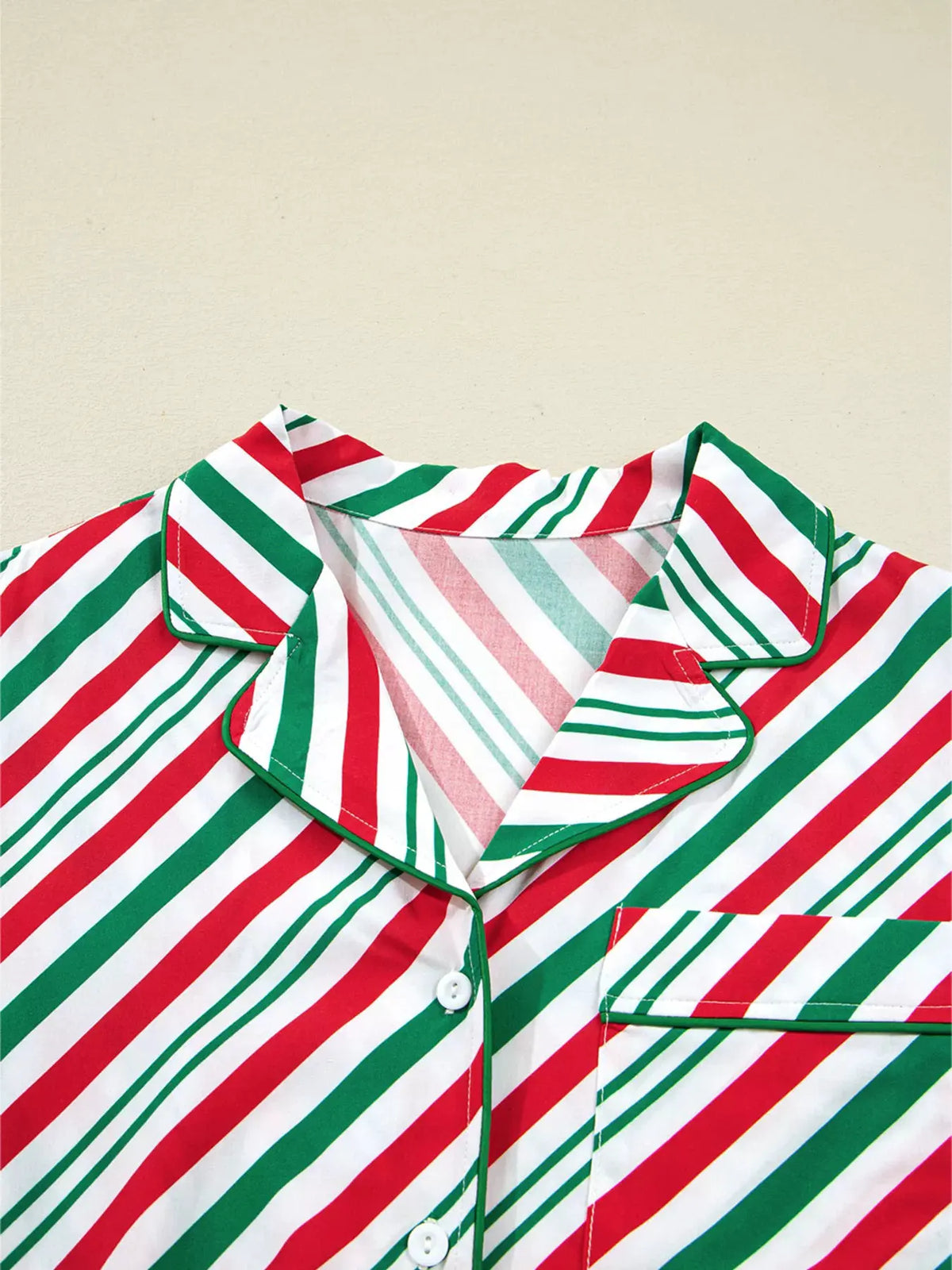 Stripe Contrast Velvet Ribbon Knot Christmas 2pcs Pajama Set by Partner Label