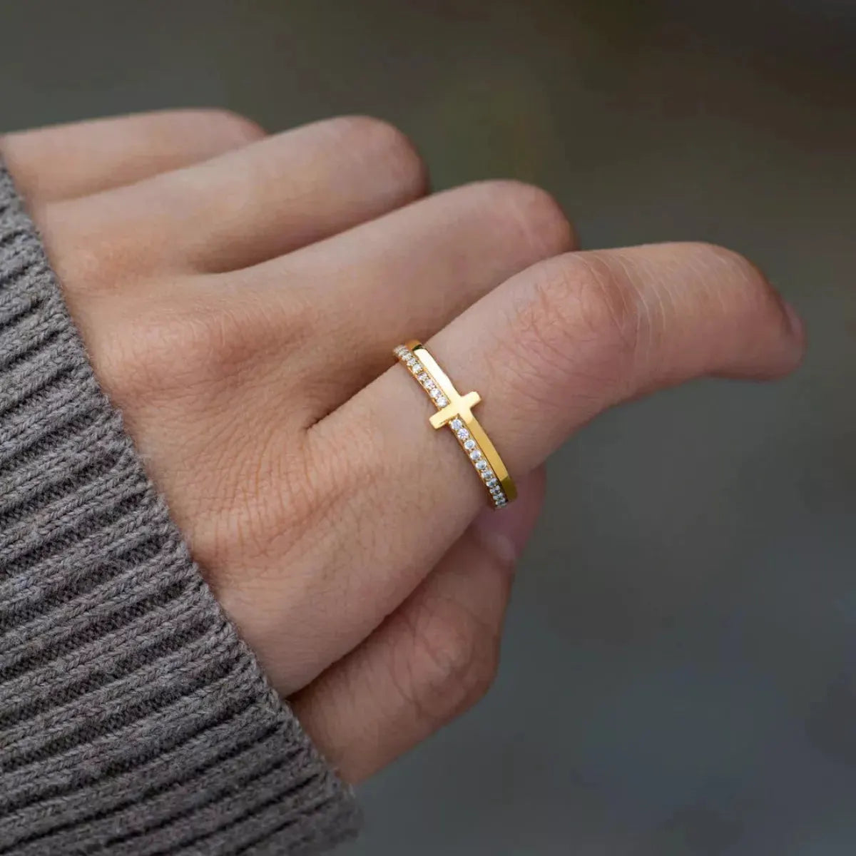 925 Sterling Silver Cross Ring by Partner Label