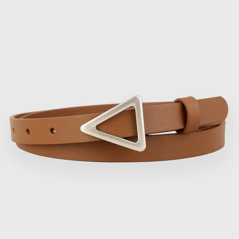 Triangle Buckle Skinny Belt by Trendsi