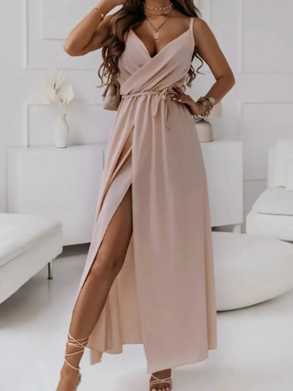 Honey Tied Surplice Sleeveless Midi Cami Dress by Honey