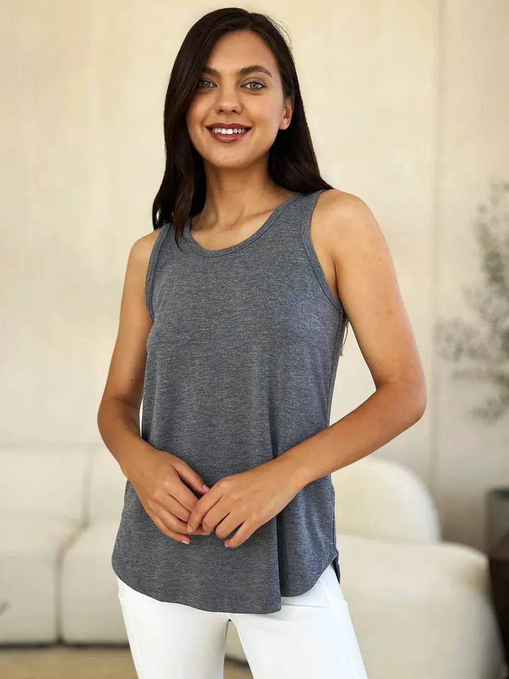 Basic Bae Full Size Round Neck Curved Hem Tank by Basic Bae