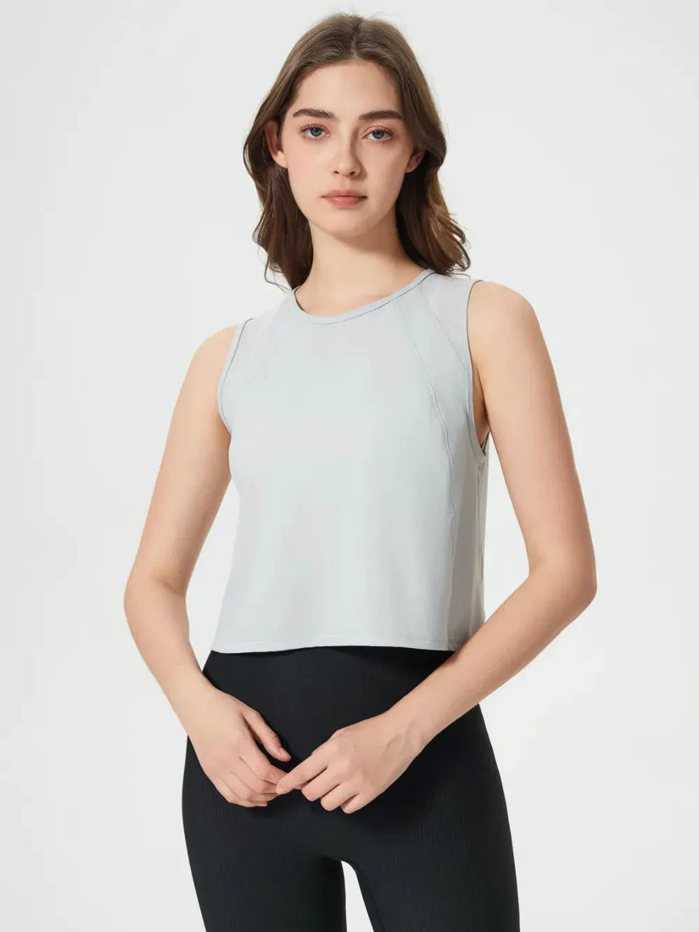 Millennia Round Neck Cropped Active Tank by Millennia