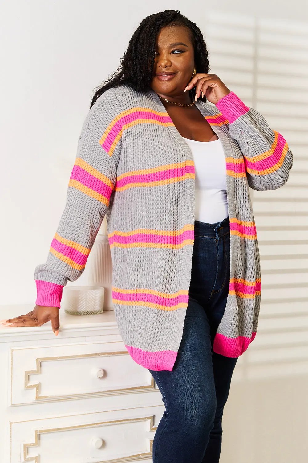 Woven Right Ribbed Long Sleeve Cardigan by Woven Right