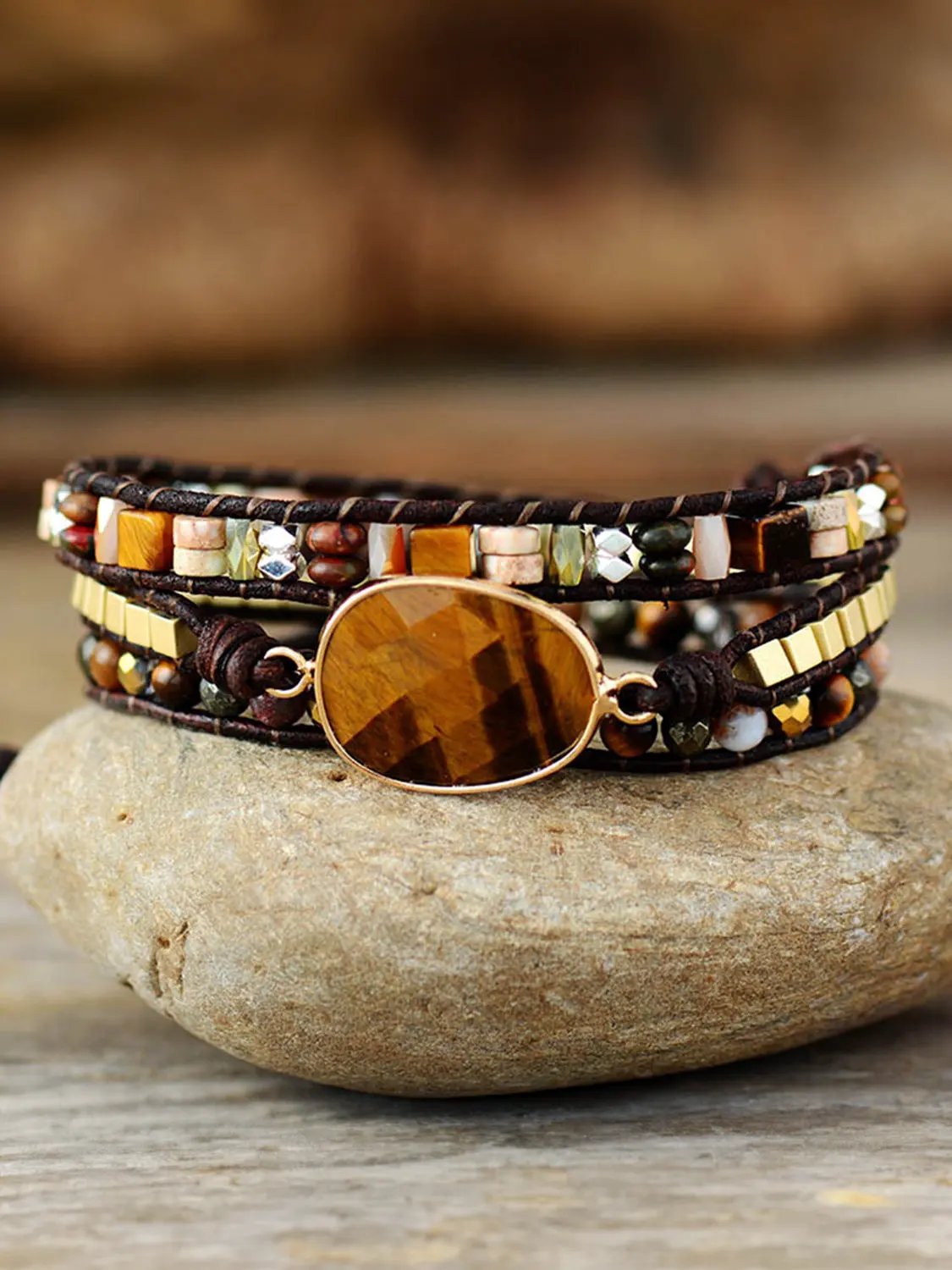 Geometrical Shape Triple-Layer Bracelet by Partner Label