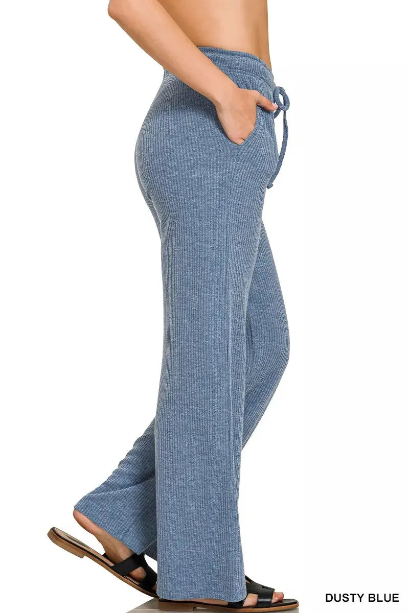Zenana Ribbed Drawstring Lounge Pants by Zenana