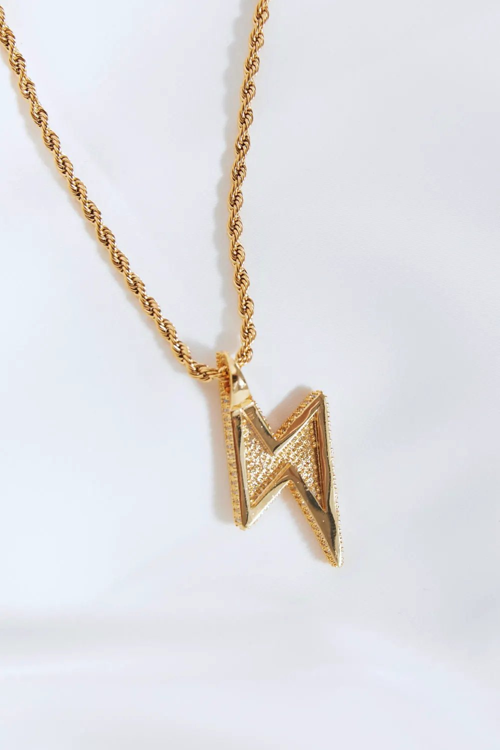 Brass Lightning Pendant Necklace by LabelPartner
