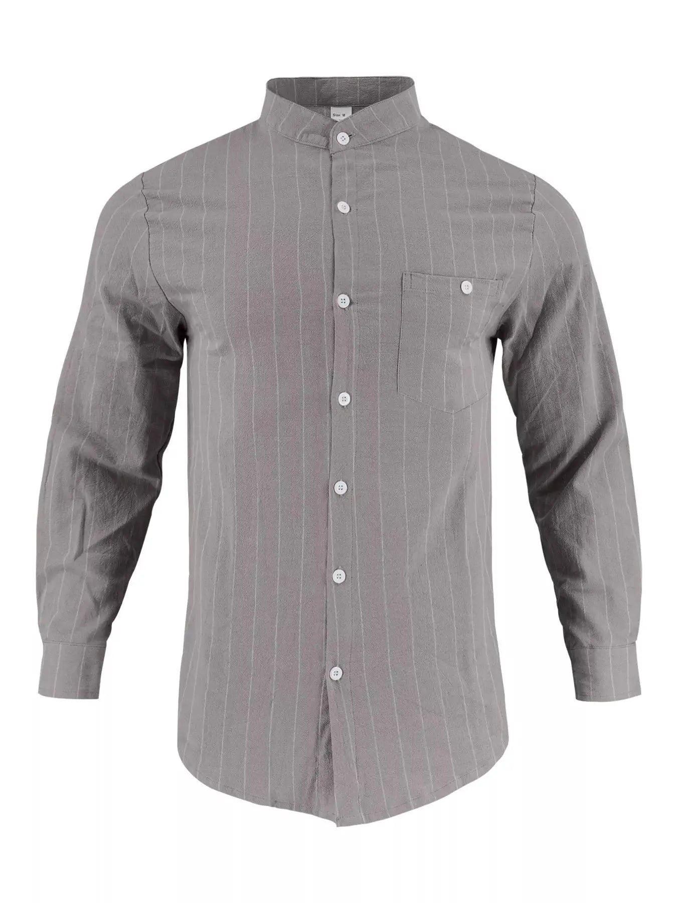 Men's Full Size Striped Button Up Shirt Plus Size by Trendsi