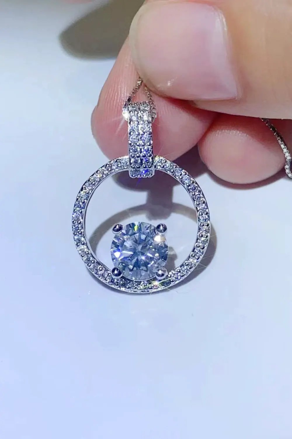 1 Carat Moissanite 925 Sterling Silver Necklace by Partner Label