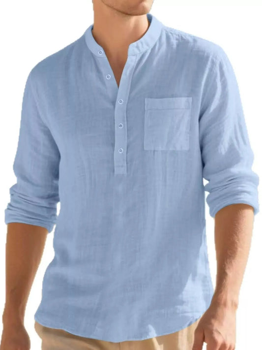 Men's Full Size Button Detail Long Sleeve Shirt Plus Size by Trendsi