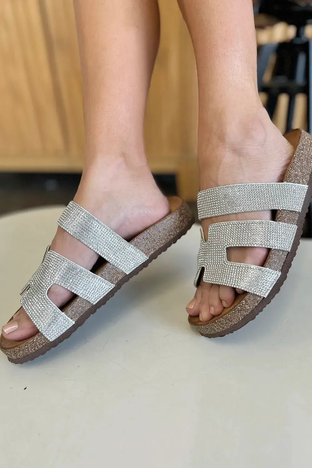 Forever Link Rhinestone Open Toe Sandals by Forever Link