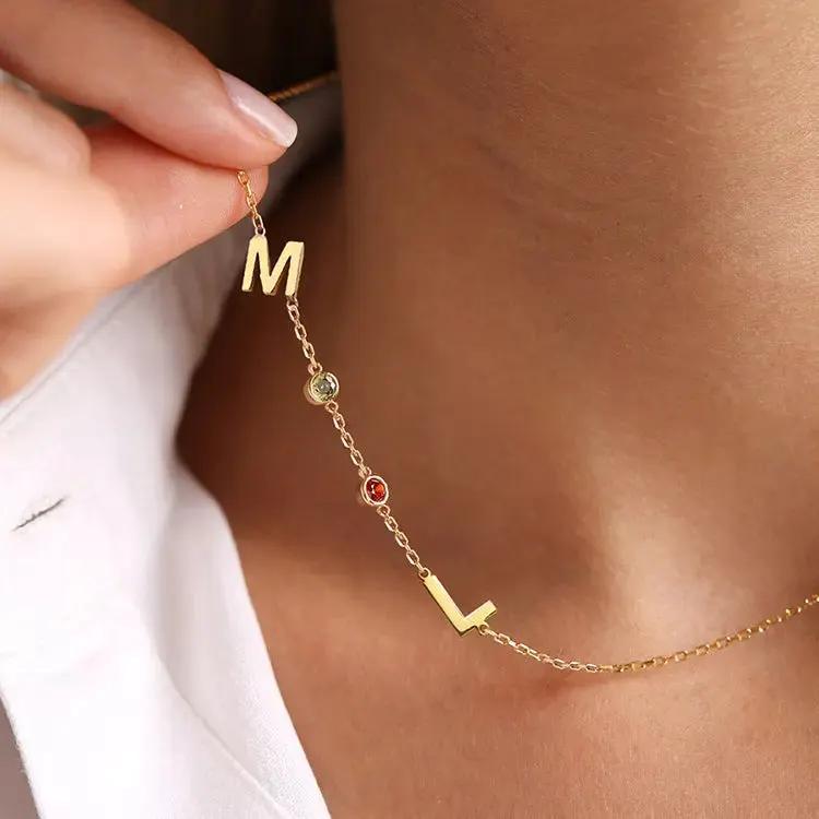 Stainless Steel 26 English Letter Name Necklace by Maiden-Art