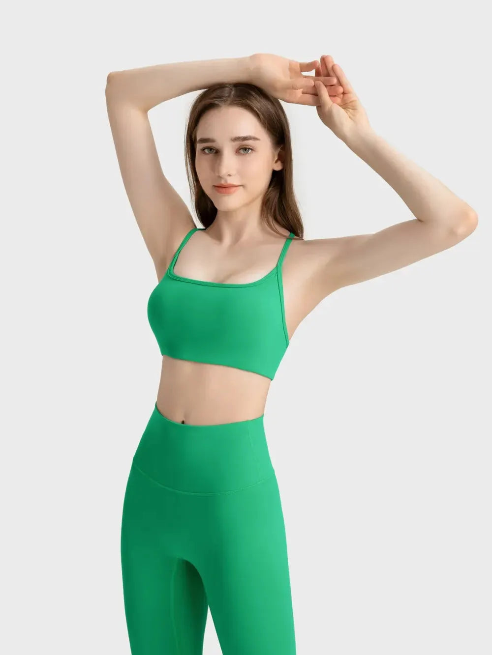 Millennia Crisscross Back Scoop Neck Active Cami with Detachable Chest Pads by Millennia