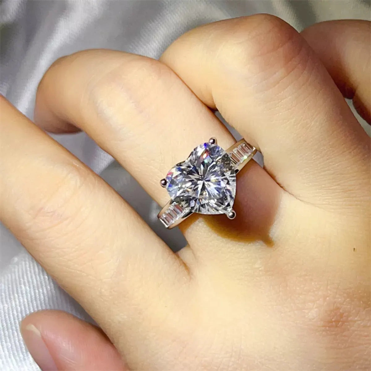 5 Carat Moissanite 925 Sterling Silver Heart Ring by Partner Label