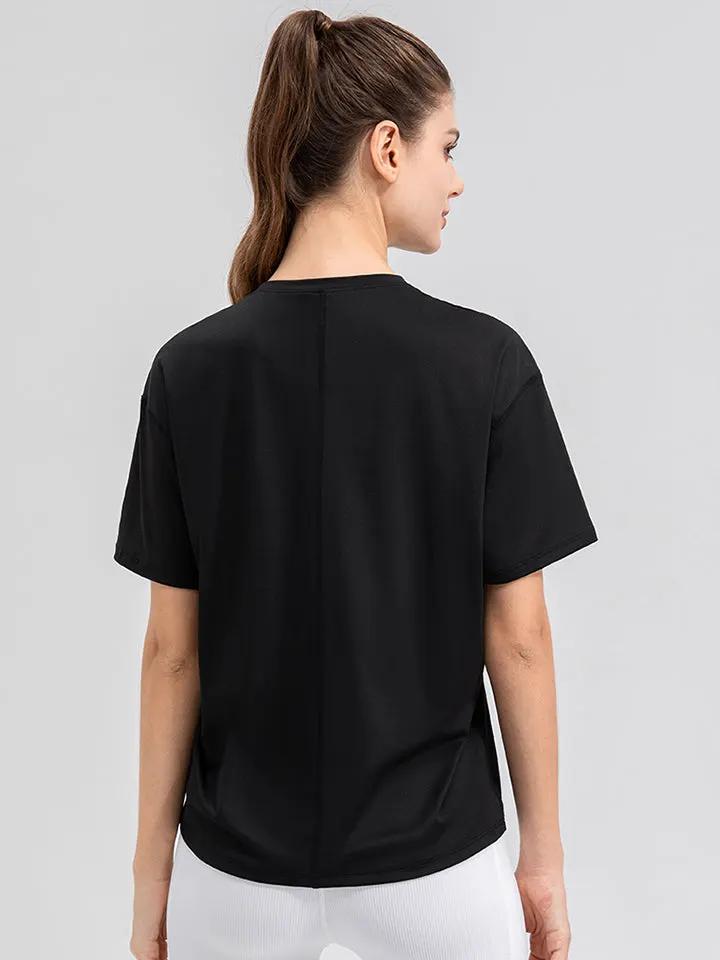 Round Neck Short Sleeve Active Top by Partner Label