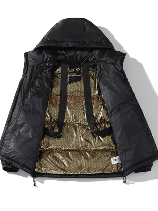 Men's Plus Size Hooded Lightweight Puffer Jacket by Partner Label