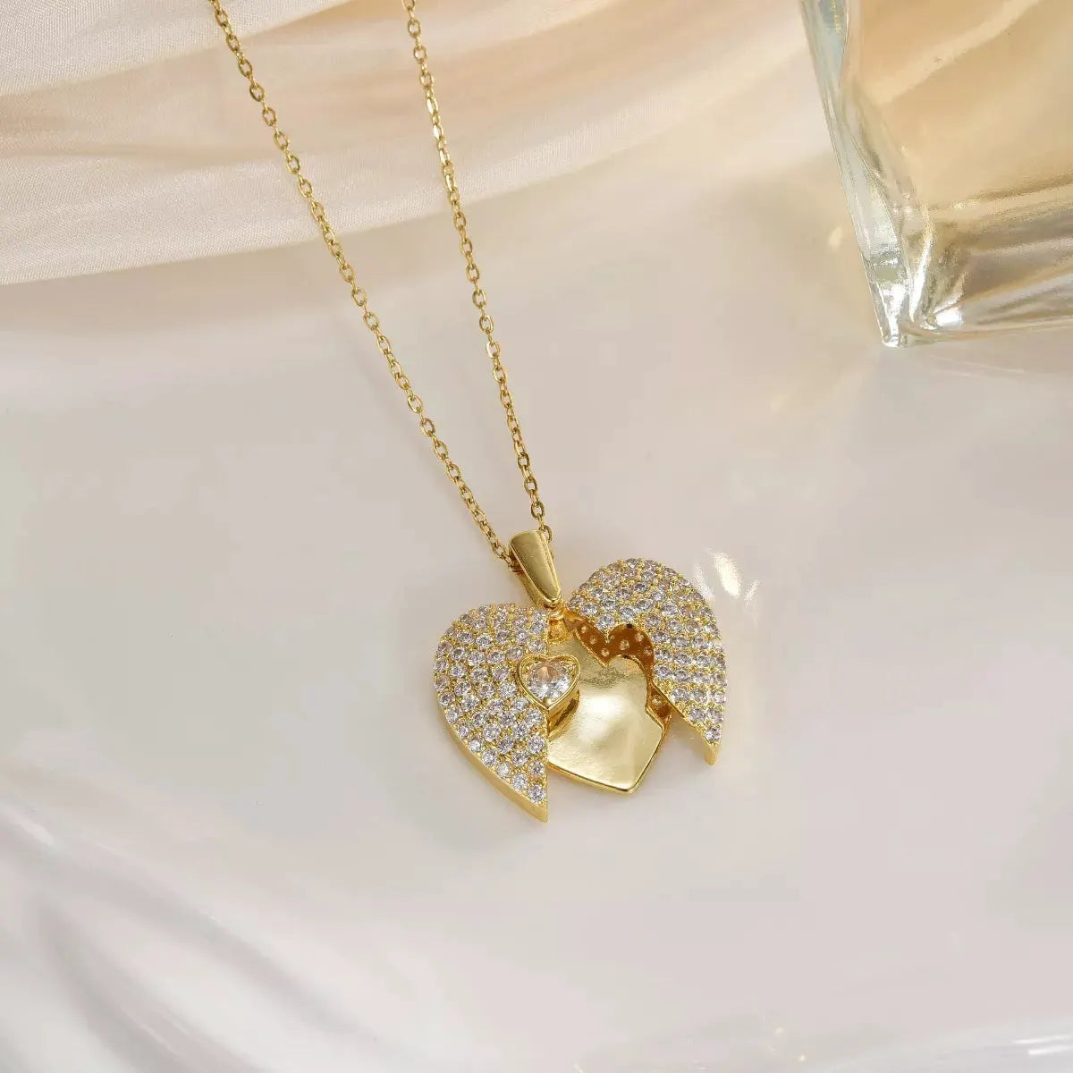 18K Gold-Plated Heart Locket Necklace by Partner Label