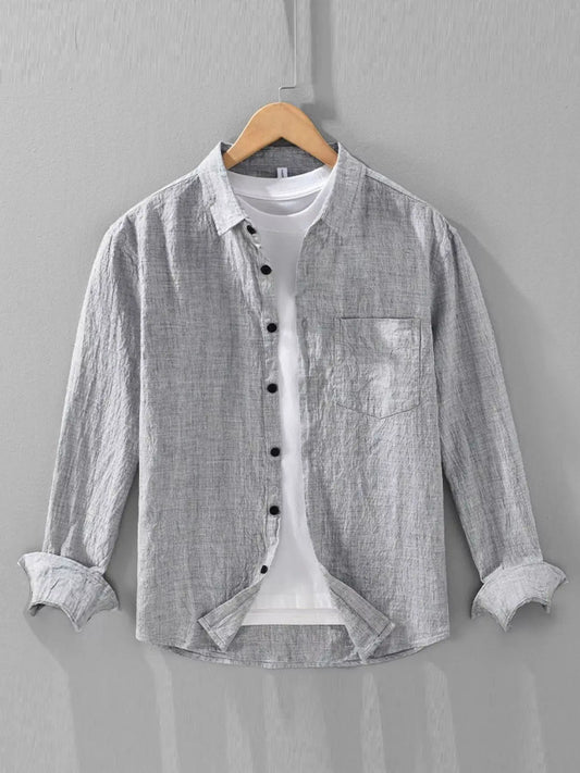 Men's Plus Size Button Up Long Sleeve Shirt by Trendsi
