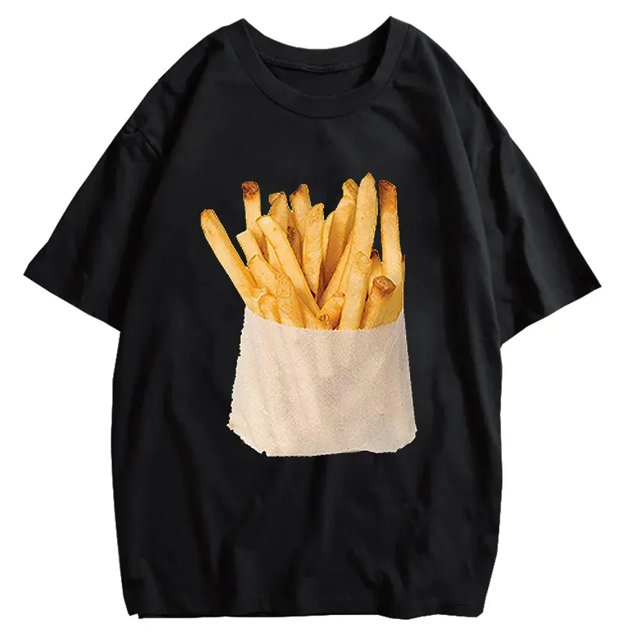 Retro Harajuku Y2K Streetwear Funny Double-Sided French Fries T-Shirt by Vimost Shop