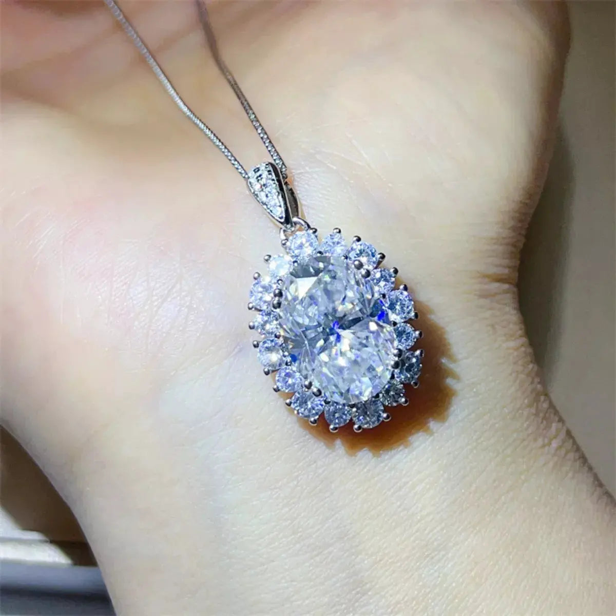 8 Carat Moissanite 925 Sterling Silver Pendant Necklace by Partner Labels