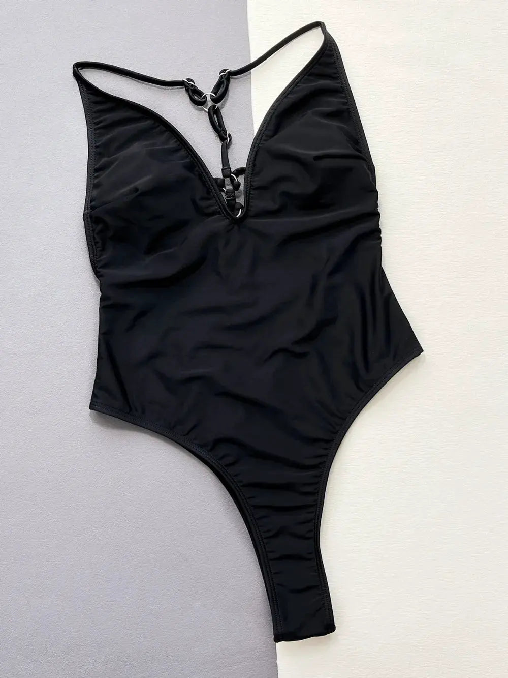 Cutout Plunge Spaghetti Strap One-Piece Swimwear by Partner Label