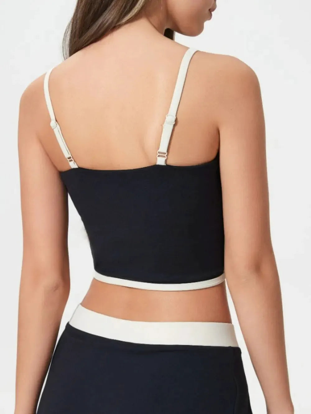 Millennia Contrast Trim Square Neck Active Cami with Detachable Chest Pads by Millennia