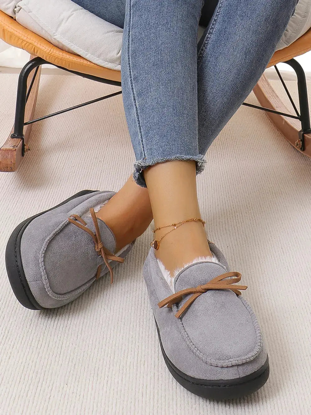 Bow Round Toe Flat Slip-Ons by Partner Label