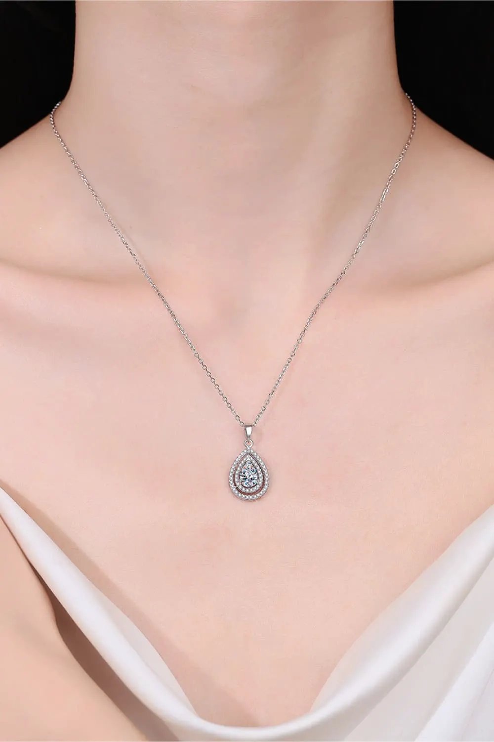 1 Carat Moissanite Teardrop Pendant Necklace by Partner Labels