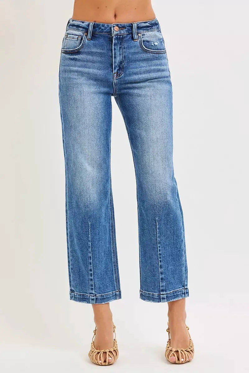 RISEN High Rise Crop Boyfriend Tapered Jeans by RISEN