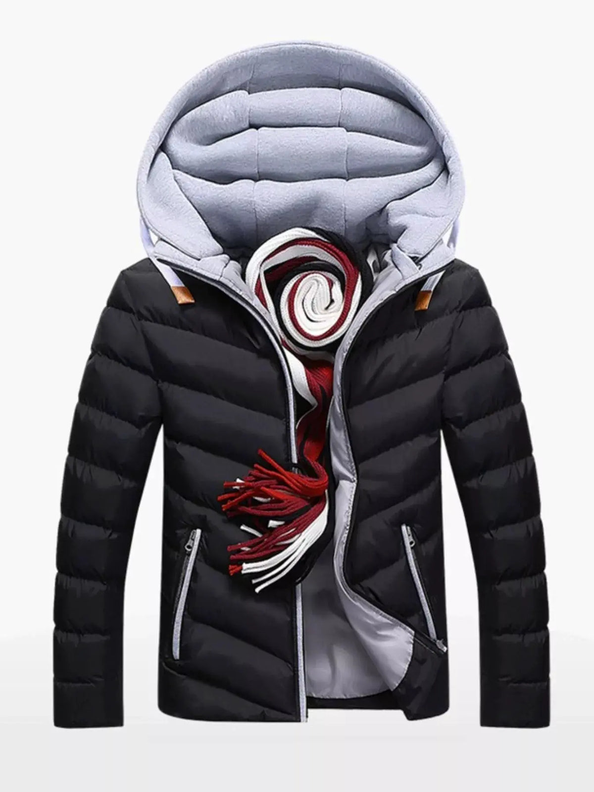 Men's Plus Size Zip Up Hooded Padded Puffer Jacket by Partner Label