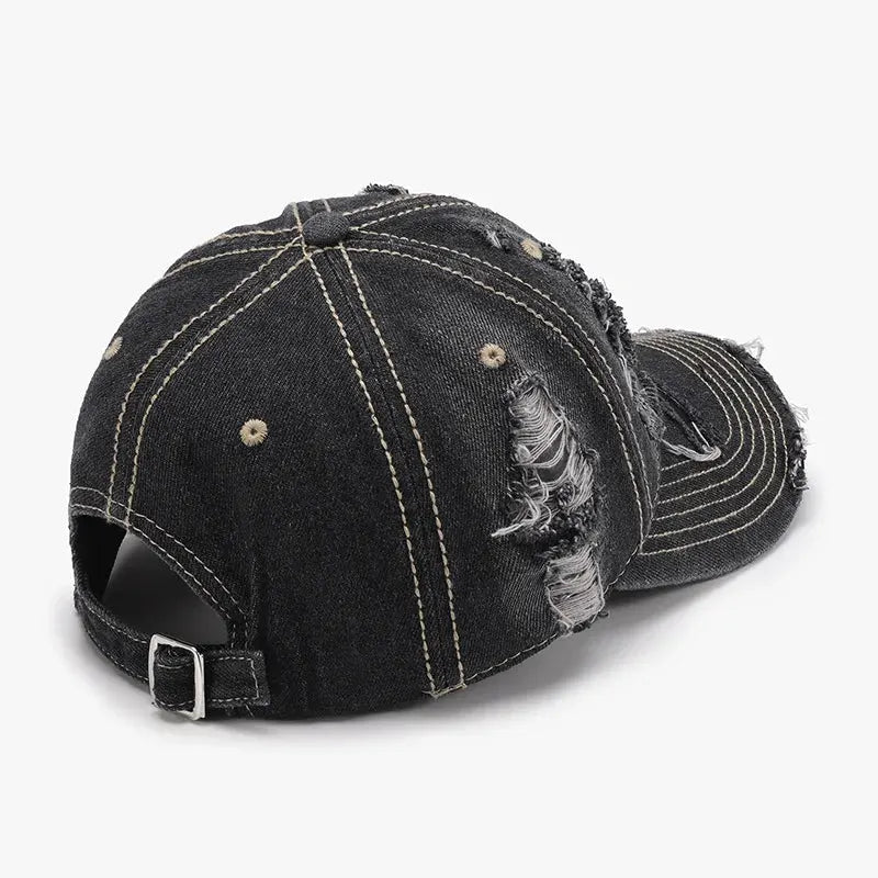Distressed Adjustable Cotton Baseball Cap by Partner Label