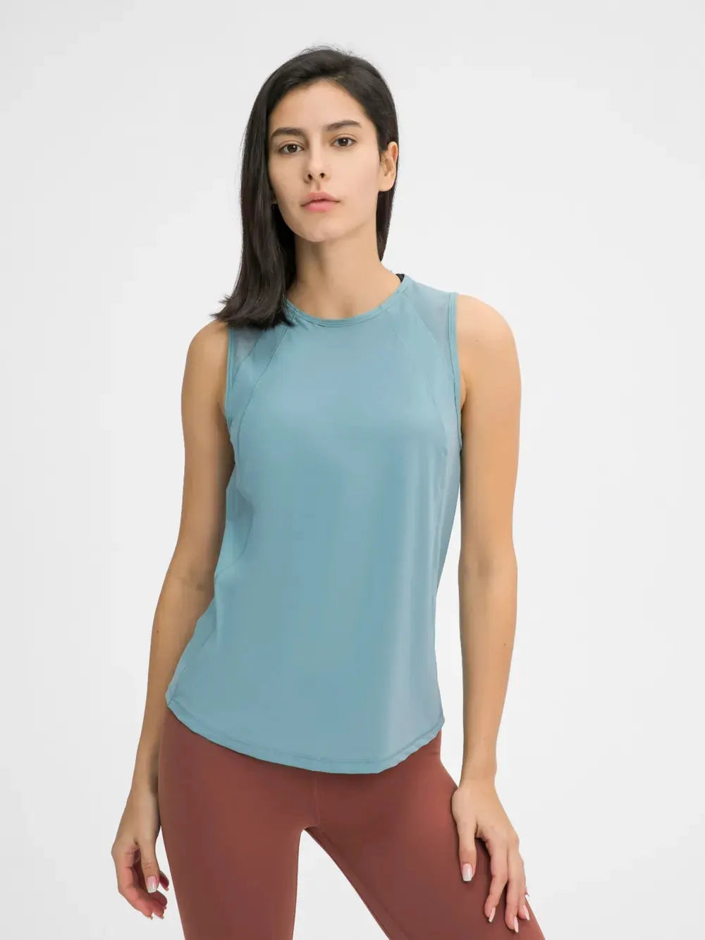 Millennia Cutout Back Round Neck Active Tank by Millennia