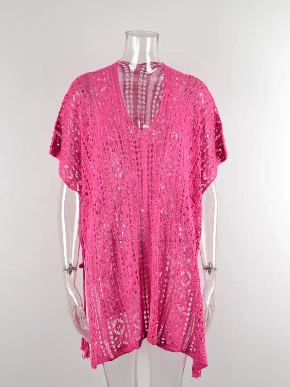 Angel Wings Cutout V-Neck Cover-Up with Tassel by Partner Labels