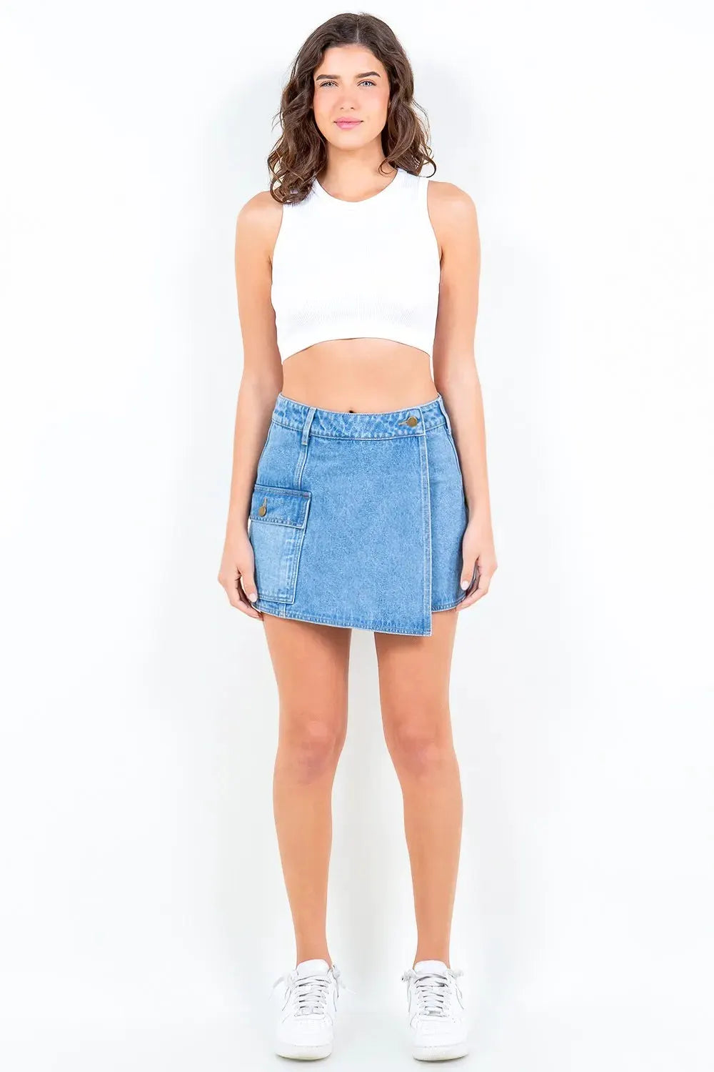 American Bazi Cargo Pocket Denim Skort by Partner Label