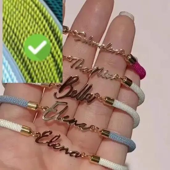 Personalized Colorful Rope Chain Custom Name Bracelet Personalized Adjustable Name Jewelry For Girls by Maiden-Art