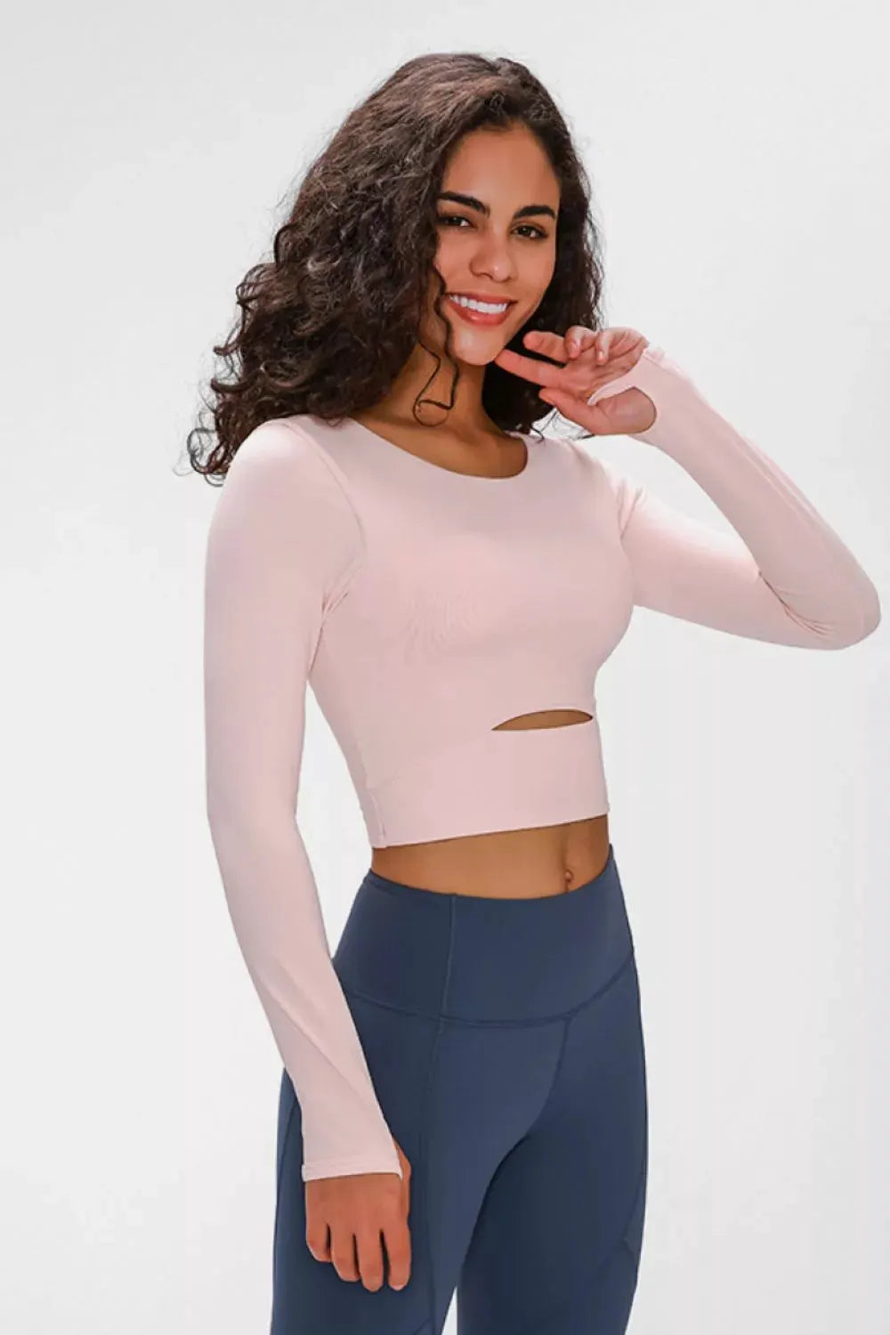 Millennia Long Sleeve Cropped Top With Sports Strap by Millennia