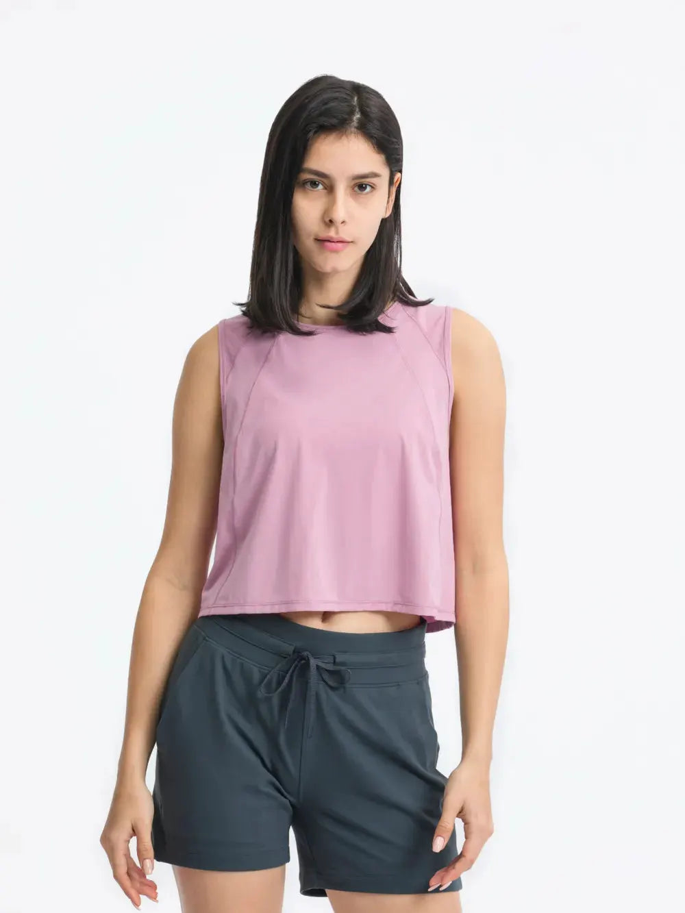 Millennia Round Neck Cropped Active Tank by Millennia