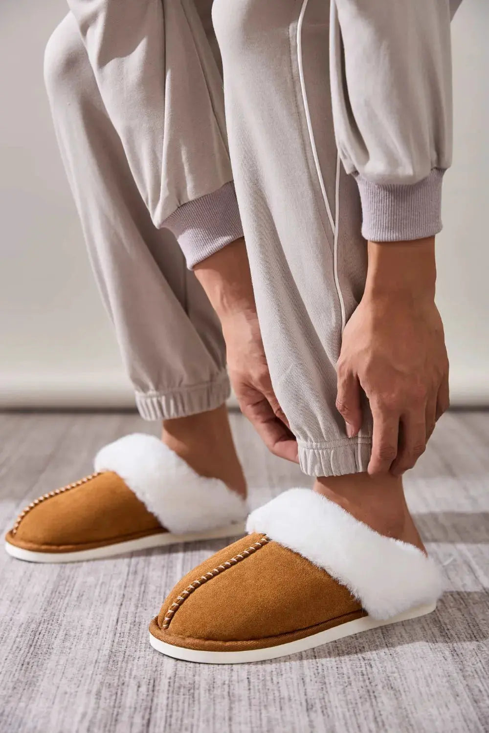 Faux Fur Round Toe Slippers by Partner Label