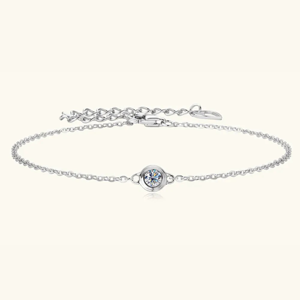 Inlaid Moissanite 925 Sterling Silver Bracelet by Partner Label